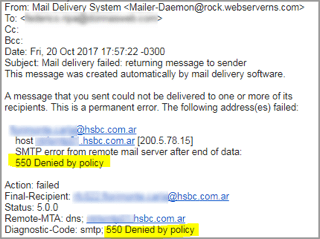 550 Denied by policy